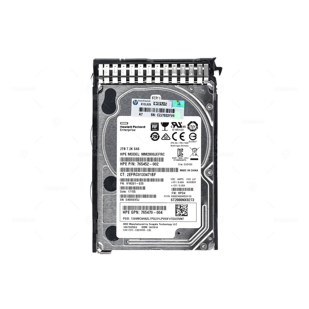 765873-001  HP HARD DRIVE 2TB 7.2K 12G 2.5 SFF SAS